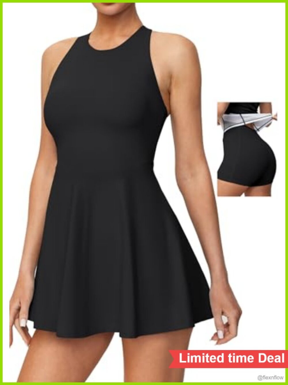 Tennis Dress with Built-in Shorts Athletic Golf Workout Dress Sleeveless